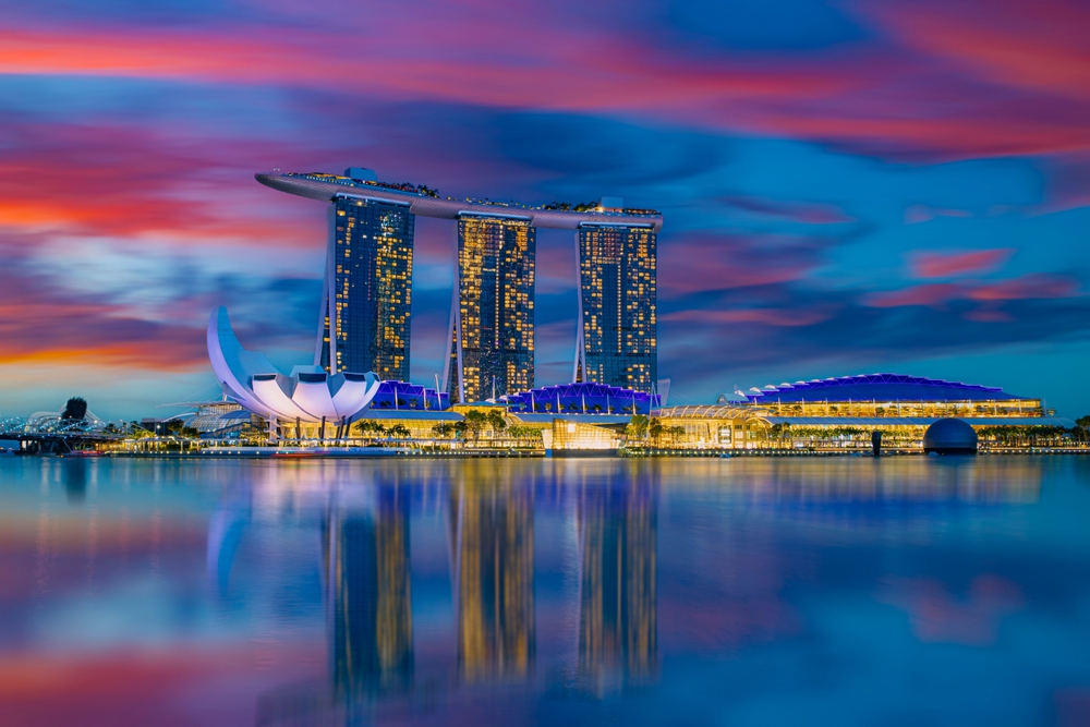 View,Of,The,Skyline,Of,Singapore,With,The,Marina,Bay